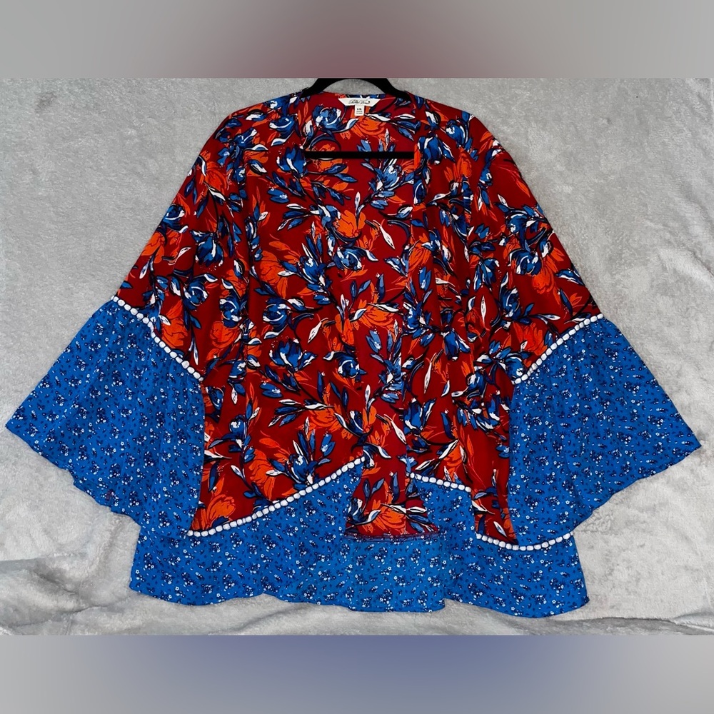 Pioneer Woman Kimono Top Colorful Bell Size XL Floral Lightweight Cover Cardigan